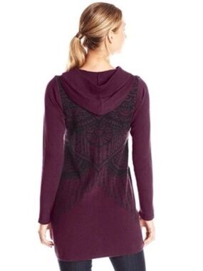Prana Misha Duster Long Sleeve Zip Up Sweater Black/Plum